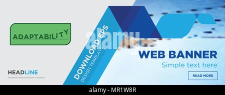 adaptability concept horizontal webpage banner template design on abstract background with flat modern isolated vector icon and geometric shapes Stock Vector