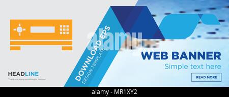 set top box concept horizontal webpage banner template design on abstract background with flat modern isolated vector icon and geometric shapes Stock Vector
