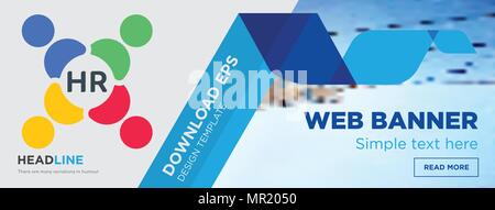 human resources concept horizontal webpage banner template design on abstract background with flat modern isolated vector icon and geometric shapes sh Stock Vector