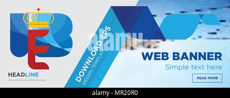 ib concept horizontal webpage banner template design on abstract background with flat modern isolated vector icon and geometric shapes. Stock Vector
