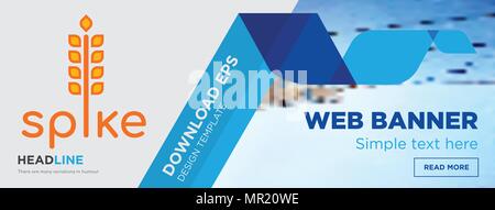 spike concept horizontal webpage banner template design on abstract background with flat modern isolated vector icon and geometric shapes shapes Stock Vector