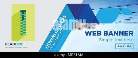 zipper concept horizontal webpage banner template design on abstract background with flat modern isolated vector icon and geometric shapes. Stock Vector