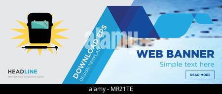 welding concept horizontal webpage banner template design on abstract background with flat modern isolated vector icon and geometric shapes. Stock Vector