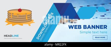 pancake concept horizontal webpage banner template design on abstract background with flat modern isolated vector icon and geometric shapes. Stock Vector