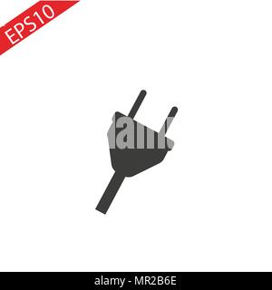 Plug Icon. uk electric plug icon. Illustration style is flat iconic black symbol on a white background Stock Vector