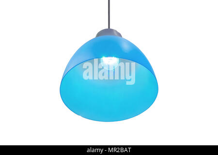Chandelier-cauldron. Blue Lamp isolated on white background. Decorative bright lampshade Stock Photo