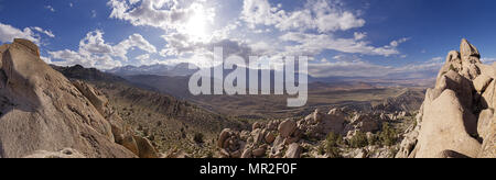panorama of the Sierra Nevada Mountains and Owens Valley from above Bishop Creek