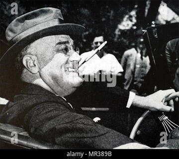 Photograph of President Franklin D. Roosevelt (1882-1945) an American statesman and political leader who served as the 32nd President of the United States. Dated 20th century Stock Photo