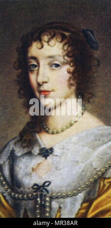 Cigarette card depicting Henrietta Maria of France (1609-1669) queen consort of England, Scotland and Ireland as the wife of King Charles I. Dated 19th century Stock Photo