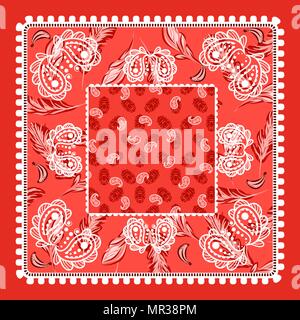 Bandana red paisley vector design. Stock Vector