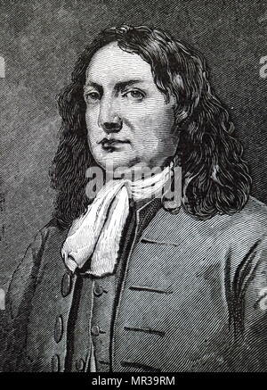 Portrait of William Penn (1644-1718) an English real estate entrepreneur, philosopher, early Quaker, founder of the State of Pennsylvania. Dated 19th century Stock Photo