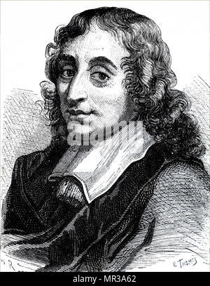 Portrait of Blaise Pascal (1623-1662) a French mathematician, physicist, inventor, writer and Catholic theologian. Dated 19th century Stock Photo