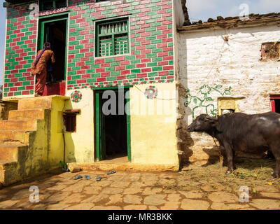 Indian womans at their daily routine at remote Sanouli Village, where Jim Corbett shot the Panar maneating leopard, Kumaon Hills, Uttarakhand, India Stock Photo