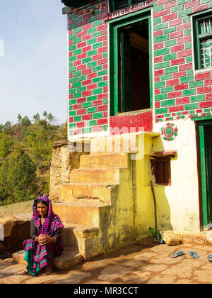 Indian womans at their daily routine at remote Sanouli Village, where Jim Corbett shot the Panar maneating leopard, Kumaon Hills, Uttarakhand, India Stock Photo