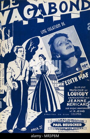 French song book for 'Vagabond' sung by the popular singer Edith Piaf 1939 Stock Photo