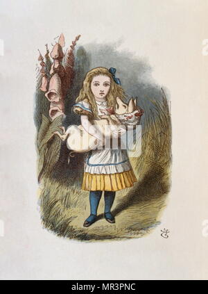 Illustration by Tenniel, from the 1890 edition of 'Alice in Wonderland' by Lewis Carroll. Stock Photo