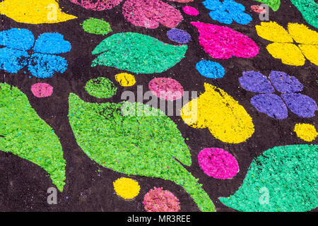 The colored drawings on the ground, useful for background Stock Photo