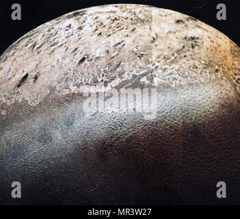 Colour photograph of Neptune's largest moon, Triton. Nearly two dozen images were combined to produce this comprehensive view of the Neptune facing hemisphere of Triton. Dated 20th century Stock Photo