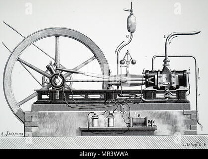 Illustration depicting the original 'Lenoir' gas engine. Dated 19th ...