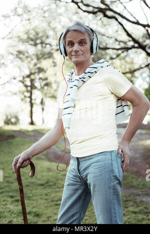 Joyful man posing on camera Stock Photo