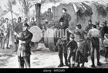 Illustration depicting boycotted goods being given an armed guard to Thurles railway station. In 1880 Charles Stewart Parnell began a campaign of social ostracism and Charles Boycott was one of the first victims, and so a new word came into English and into various European languages. Charles Stewart Parnell (1846-1891) an Irish nationalist politician and powerful member of the British House of Commons. Charles Cunningham Boycott (1832-1897) an English land agent. Dated 19th century Stock Photo