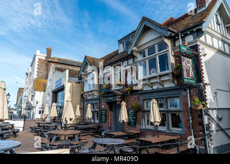 Street scene of Poole's historic heritage of old buildings and Poole's links with the sea. Stock Photo