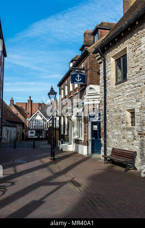 Street scene of Poole's historic heritage of old buildings and Poole's links with the sea. Stock Photo