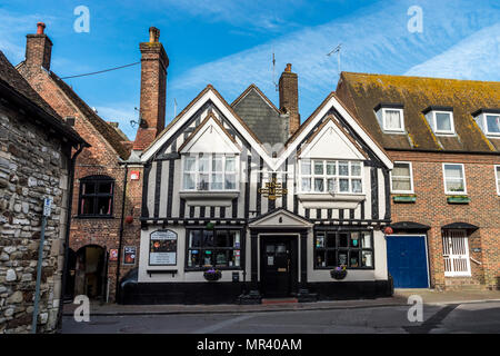 Street scene of Poole's historic heritage of old buildings and Poole's links with the sea. Stock Photo