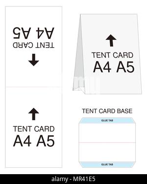 tent card A4 A5 size  mock up die-cut Stock Vector