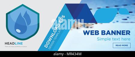 water resistant concept horizontal webpage banner template design on abstract background with flat modern isolated vector icon and geometric shapes. Stock Vector