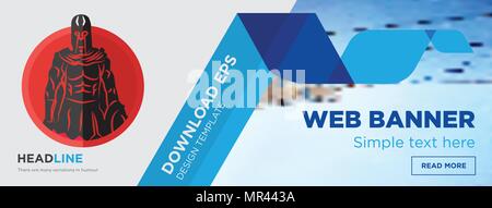 spartan concept horizontal webpage banner template design on abstract background with flat modern isolated vector icon and geometric shapes Stock Vector