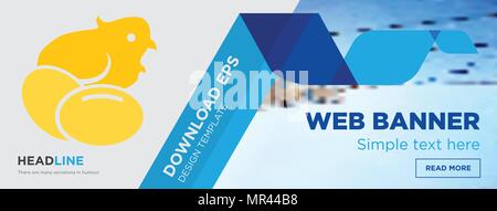 chick concept horizontal webpage banner template design on abstract background with flat modern isolated vector icon and geometric shapes Stock Vector