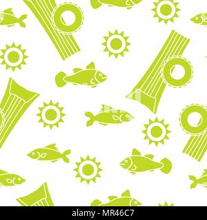 Seamless pattern with inflatable mattress, inflatable circle. Summer leisure. Stock Vector