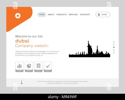 Quality One Page dubai Website Template Vector Eps, Modern Web Design with flat UI elements and landscape illustration, ideal for landing page Stock Vector
