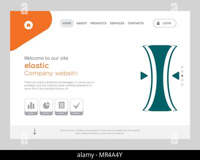 Quality One Page elastic Website Template Vector Eps, Modern Web Design with flat UI elements and landscape illustration, ideal for landing page Stock Vector