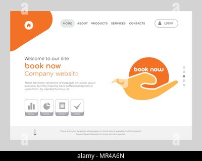 Quality One Page book now Website Template Vector Eps, Modern Web Design with flat UI elements and landscape illustration, ideal for landing page Stock Vector