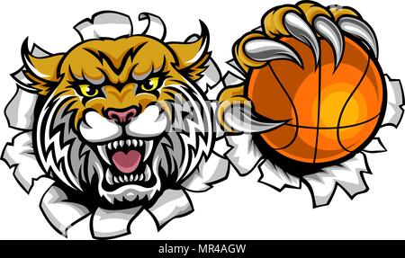 Wildcat Basketball Ball Mascot Stock Vector