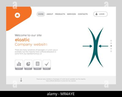 Quality One Page elastic Website Template Vector Eps, Modern Web Design with flat UI elements and landscape illustration, ideal for landing page Stock Vector