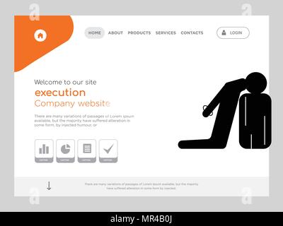 Quality One Page execution Website Template Vector Eps, Modern Web Design with flat UI elements and landscape illustration, ideal for landing page Stock Vector