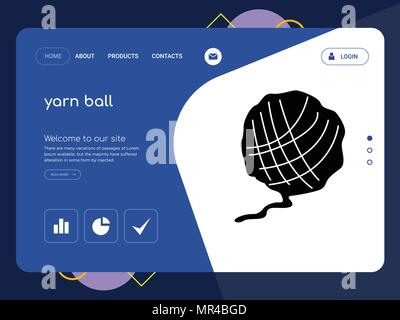 Quality One Page yarn ball Website Template Vector Eps, Modern Web Design with flat UI elements and landscape illustration, ideal for landing page Stock Vector