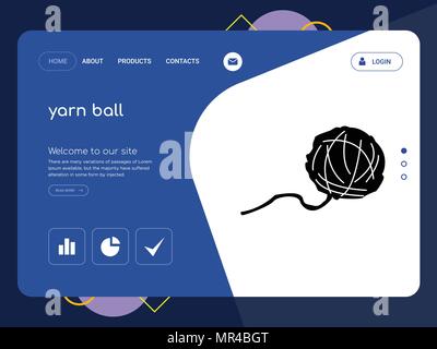 Quality One Page yarn ball Website Template Vector Eps, Modern Web Design with flat UI elements and landscape illustration, ideal for landing page Stock Vector