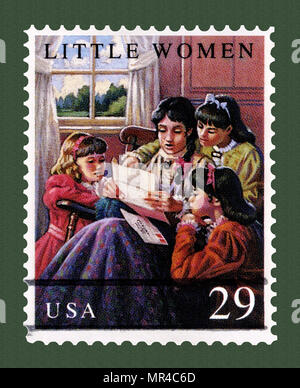 Little Women: Children's literature classic books on postage stamps. Stock Photo