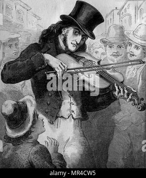 Paganini as a Street Musician Stock Photo