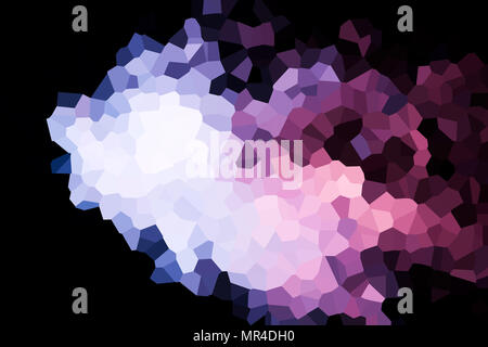 Colorful abstract geometrical composition, geometric pattern from blue and pink various polygons and triangles  on black paper background. Stock Photo