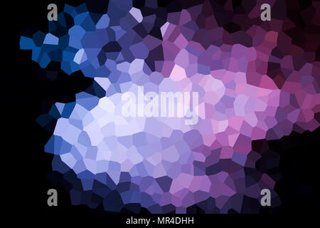 Colorful abstract geometrical composition, geometric pattern from blue and pink various polygons and triangles  on black paper background. Stock Photo