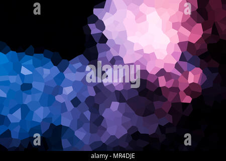 Colorful abstract geometrical composition, geometric pattern from blue and pink various polygons and triangles  on black paper background. Stock Photo
