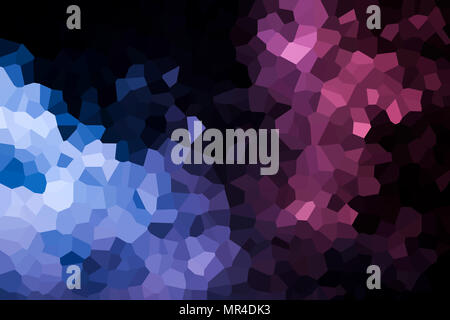 Colorful abstract geometrical composition, geometric pattern from blue and pink various polygons and triangles  on black paper background. Stock Photo