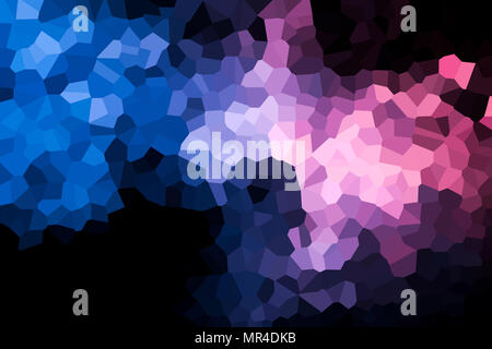 Colorful abstract geometrical composition, geometric pattern from blue and pink various polygons and triangles  on black paper background. Stock Photo