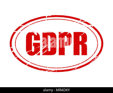 GDPR General Data Protection Regulation. white background with isolated stamp. informative illustration, advertising and marketing background Stock Photo