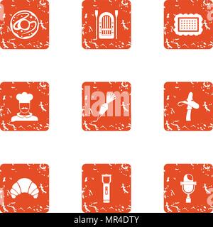Livelihood icons set, grunge style Stock Vector